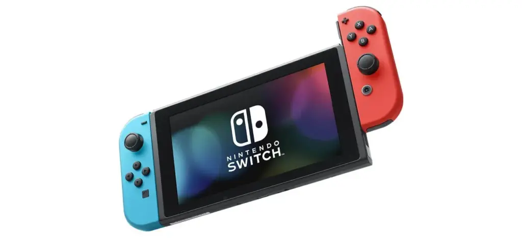 Nintendo Switch With Neon Blue And Neon Red Joy‑Con
