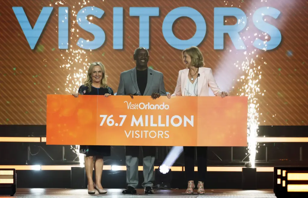 From left, Visit Orlando President and CEO Casandra Matej, Orange...