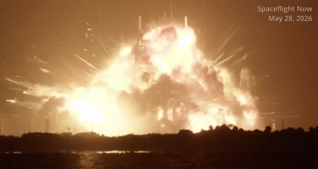Video captured by Spaceflightnow.com shows the fireball engulfing a Blue...