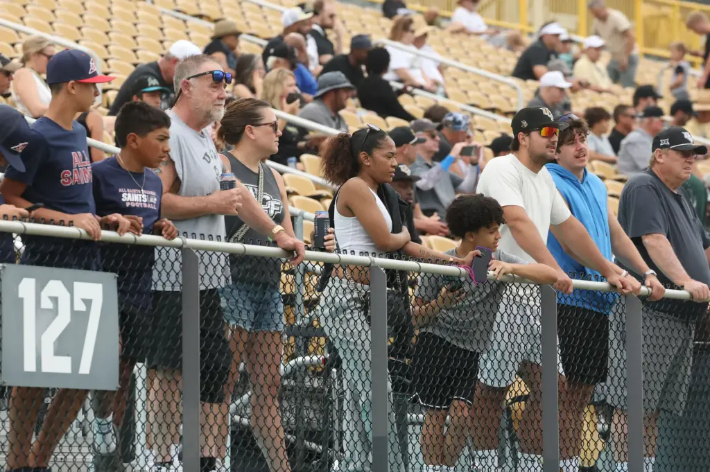 UCF fans watch during UCF Football Open Practice at the...