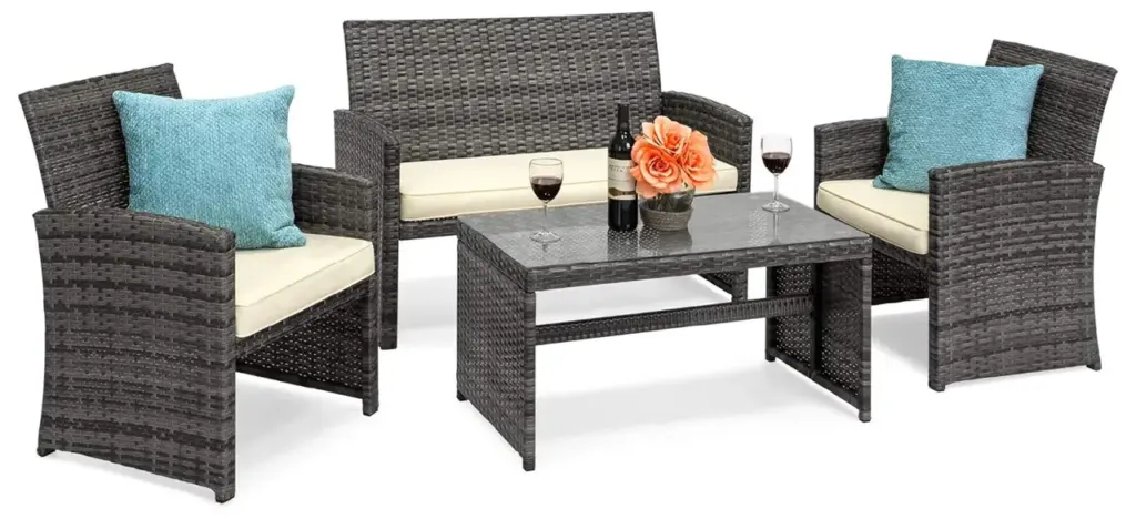Best Choice Products Four-piece Outdoor Wicker Patio Conversation Furniture Set