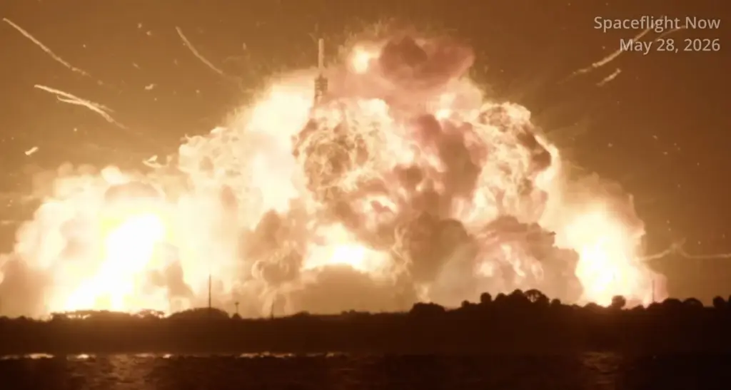 Video captured by Spaceflightnow.com shows the fireball engulfing a Blue...