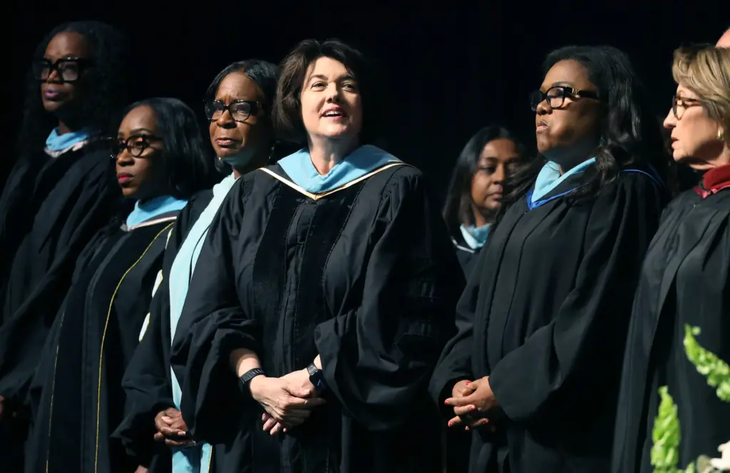 Orange County Schools Superintendent Dr. Maria Vazquez (middle) and other...