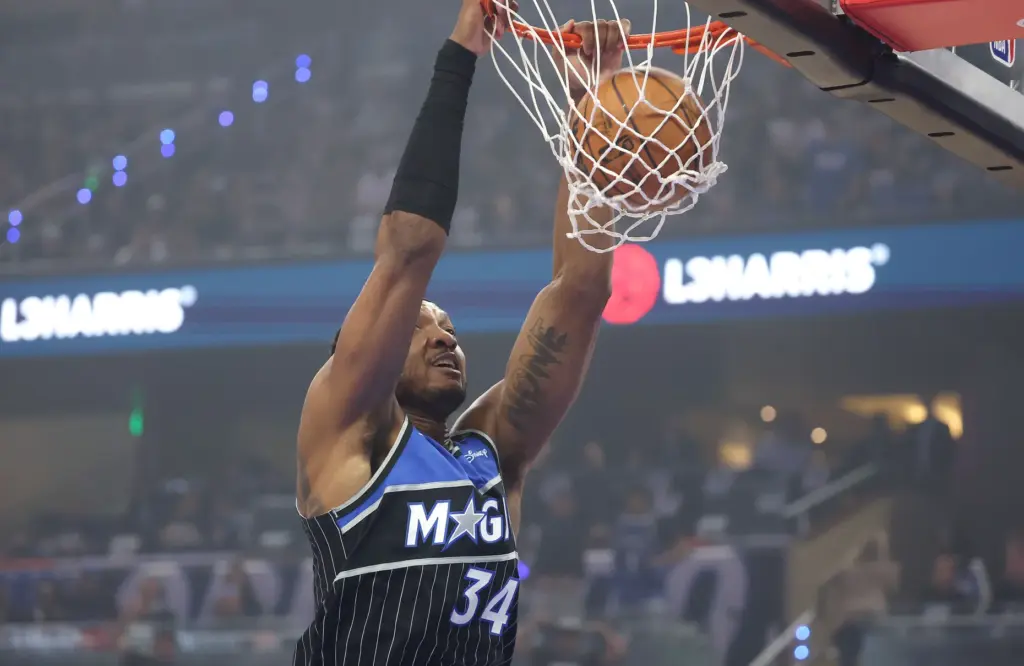 Orlando center Wendell Carter Jr. slam dunks during the Detroit...