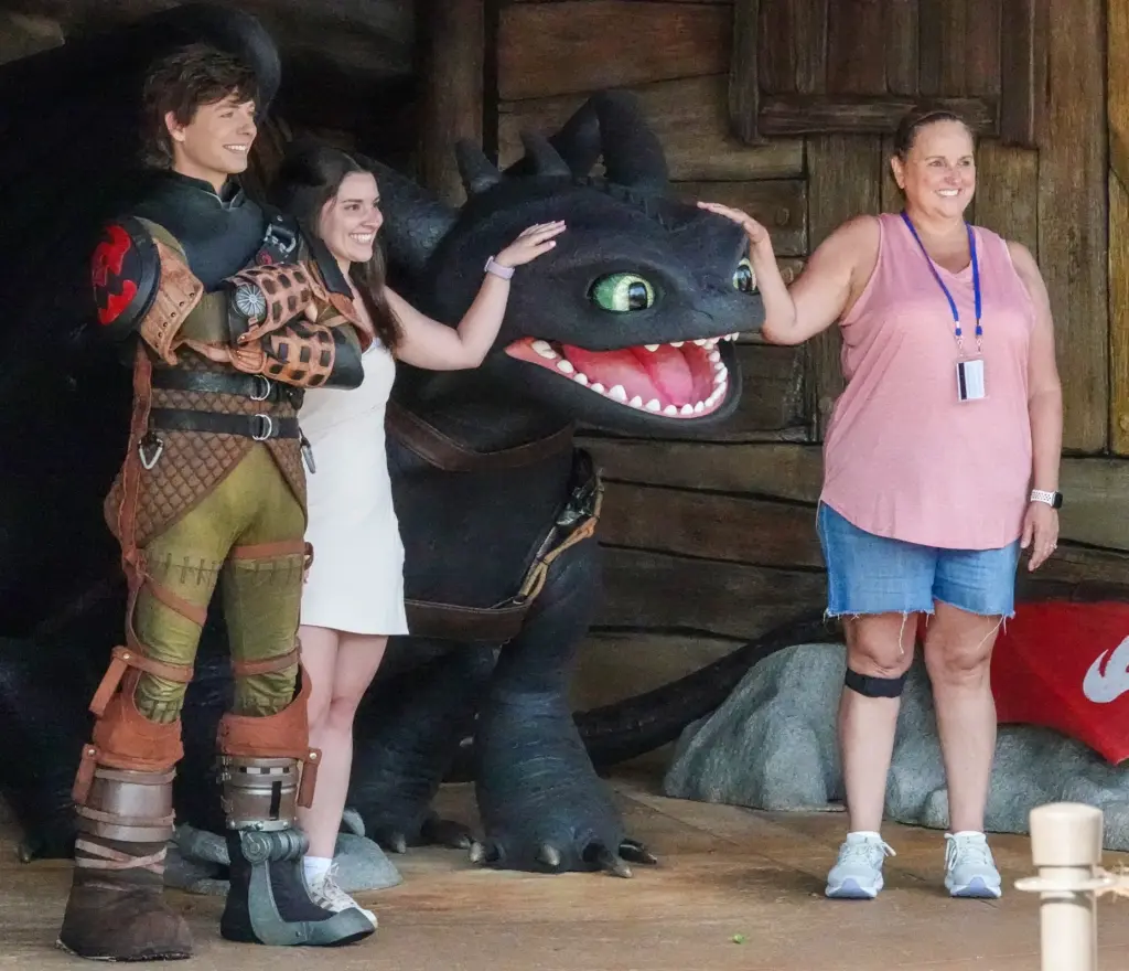 Guests meet and greet with Toothless, in the How to...
