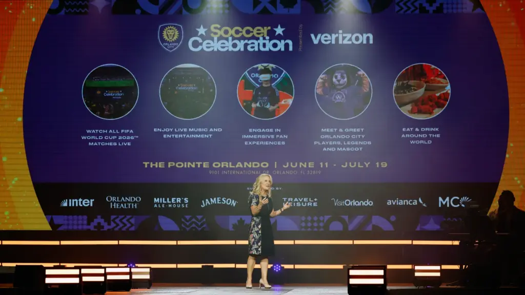 Visit Orlando President and CEO Casandra Matej speaks during the...