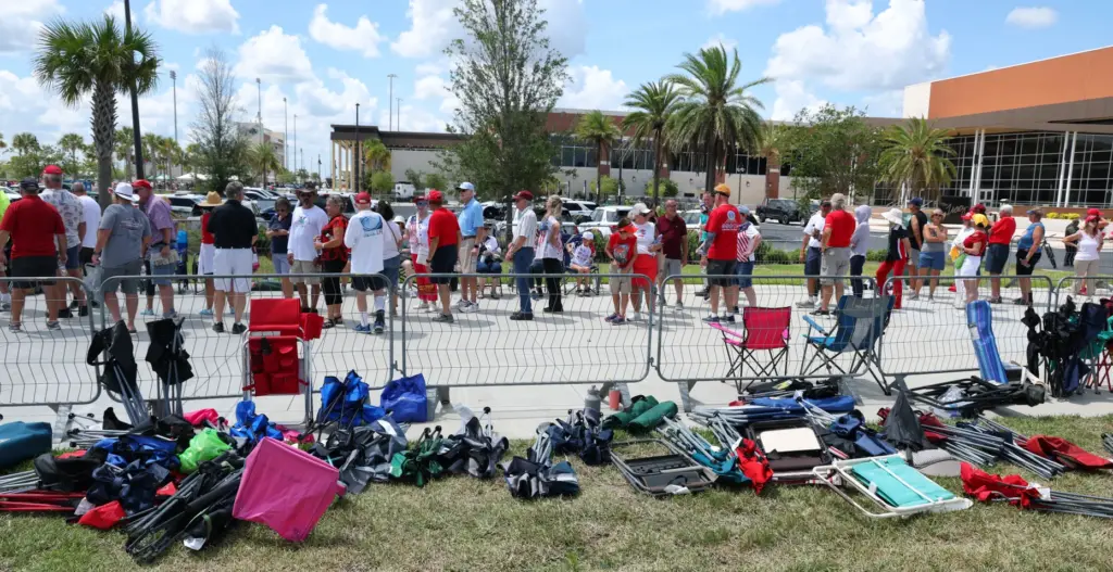 Abandoned folding chairs pile up as supporters of President Donald...