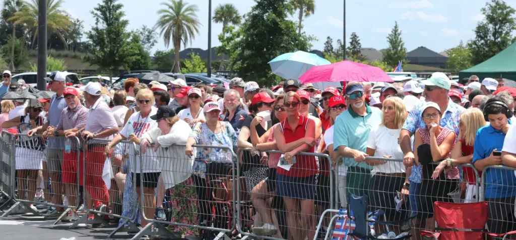 Supporters of President Donald Trump in line as temperatures soar...