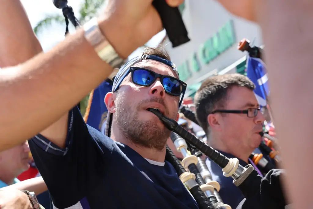 World Cup fans participate in the Scotland Tartan Army march...