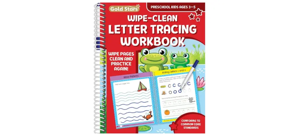 Gold Stars Wipe Clean Letter Tracing Workbook