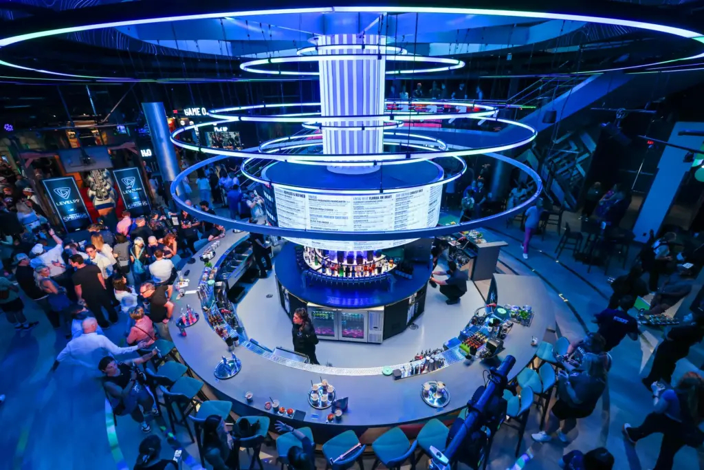 A view of the towering Level99 bar, the centerpiece of...