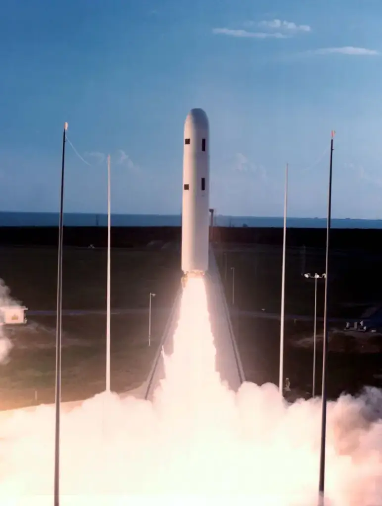 The U.S. Navy launched a developmental flight test model of...