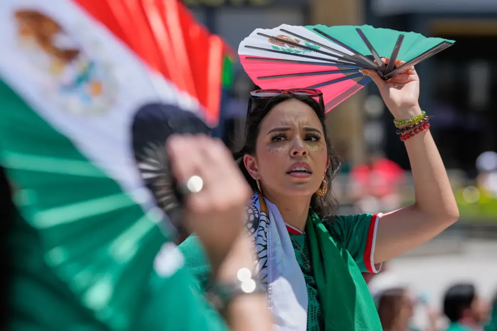 Mexico fans watch a public viewing of the opening match...