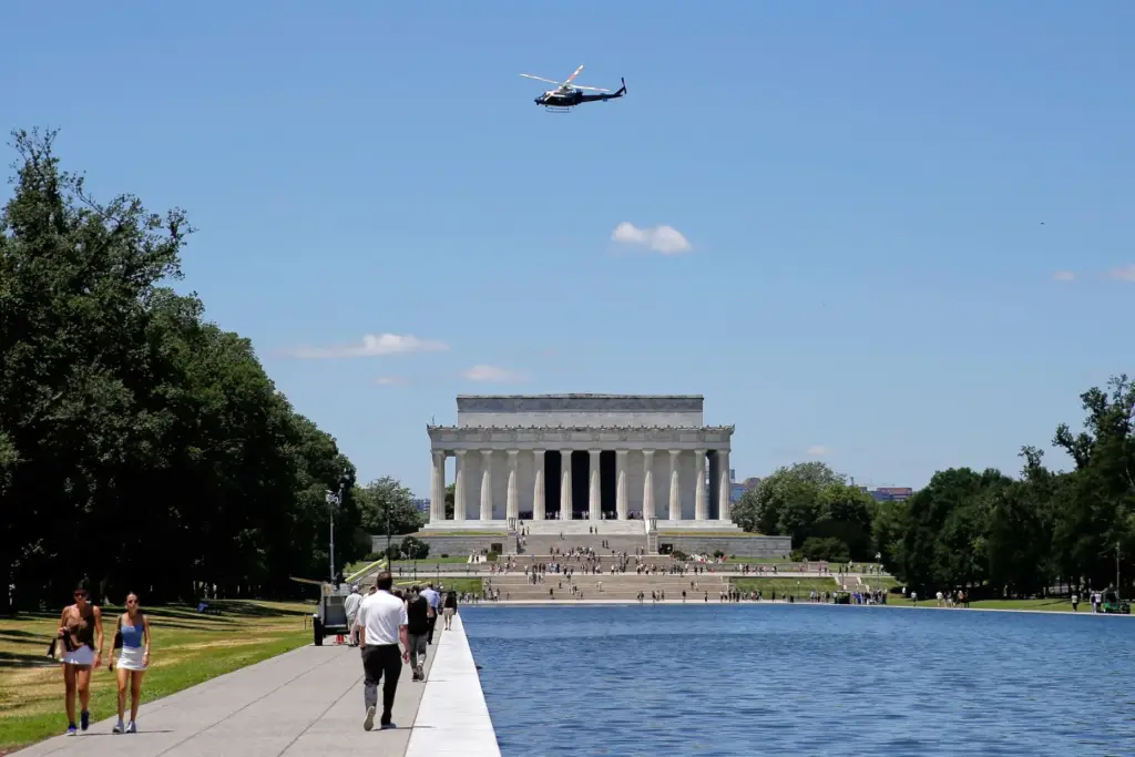 The Lincoln Memorial and the Reflecting Pool are seen, Wednesday,...