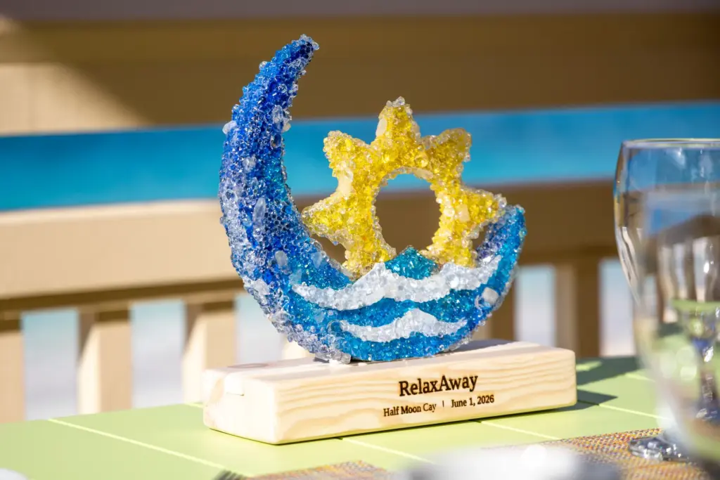 Guests celebrate the opening of RelaxAway, Half Moon Cay, a...