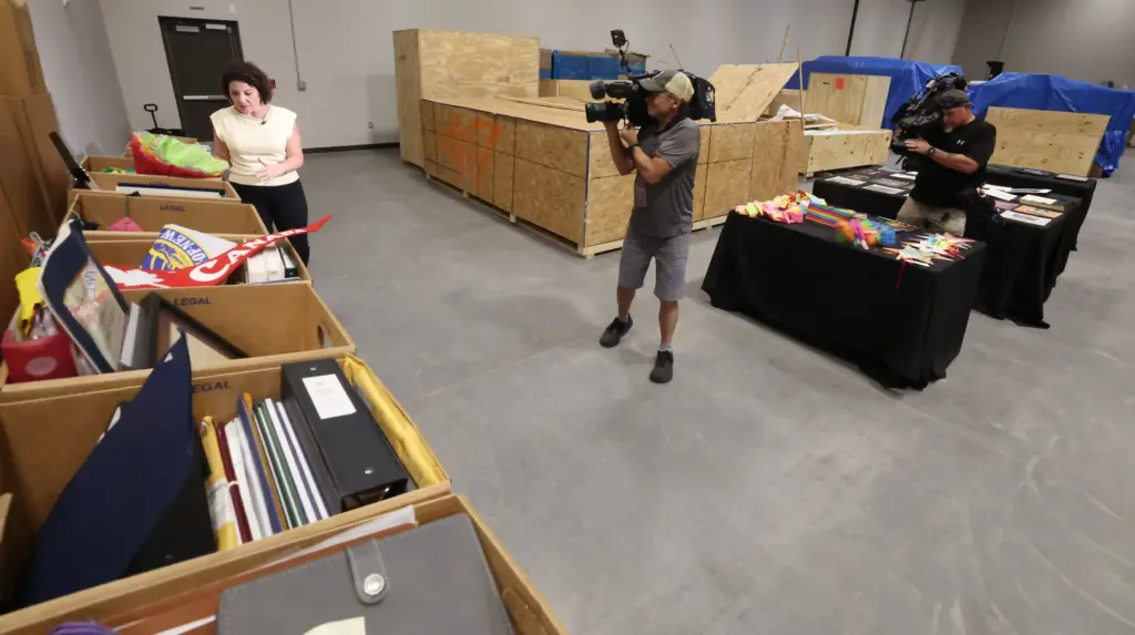 Media members view artifacts and items collected after the PULSE...
