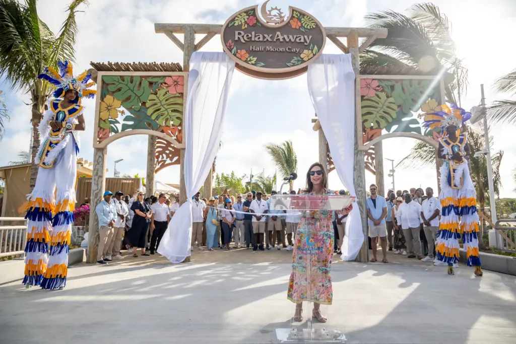 Carnival President Christine Duffy helps to open RelaxAway, Half Moon...