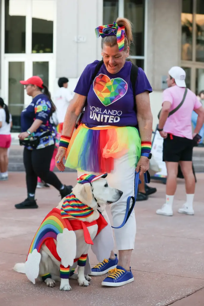 Orlando Health therapy dog Mr. Wright and owner Mary Trench...