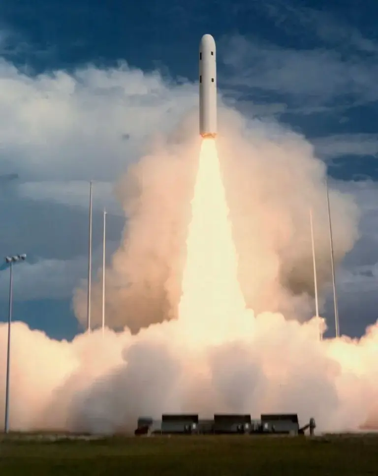 The U.S. Navy launched a developmental flight test model of...
