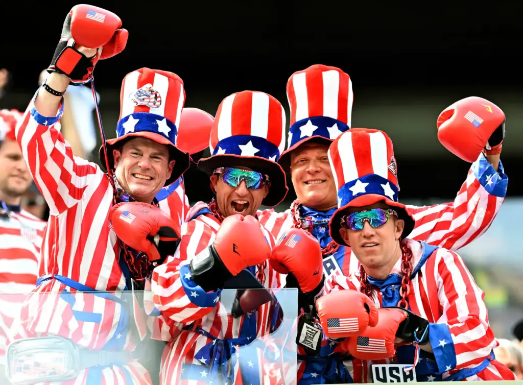 United States soccer fans wait for the beginning of the...