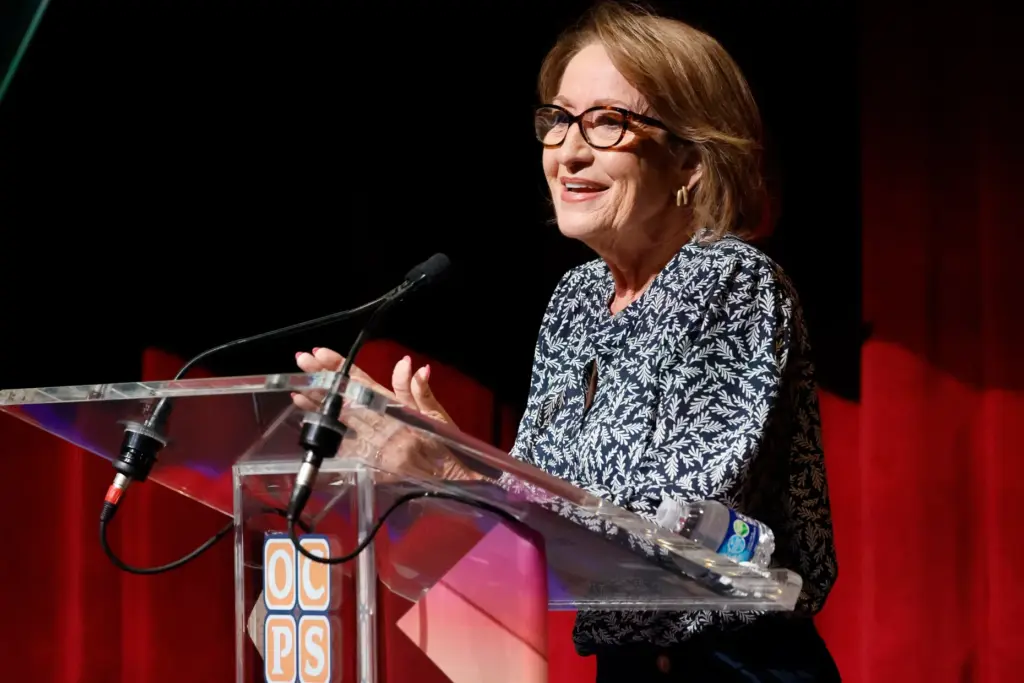 Orange County School Board Chair Teresa Jacobs speaks during the...