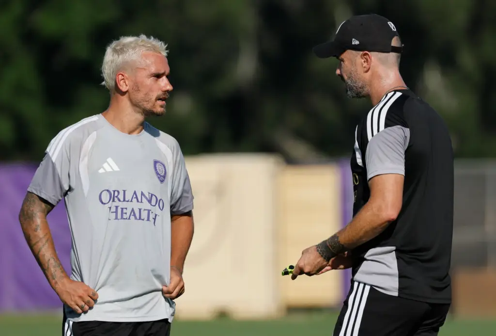 Left to Right, Orlando City's newest international star, Antoine Griezmann...