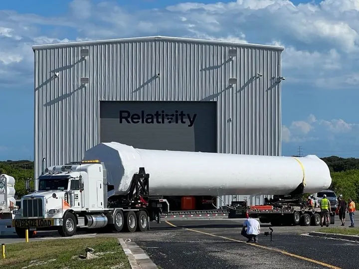 The first stage of the Relativity Space Terran 1 rocket...