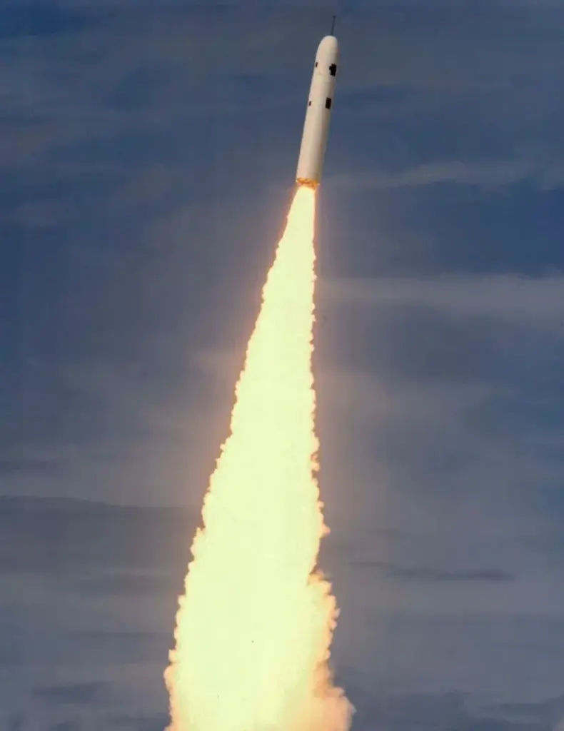 The U.S. Navy launched a developmental flight test model of...