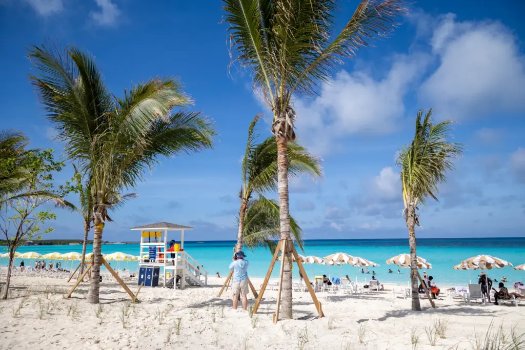Beach umbrellas and chairs were added by the thousands at...