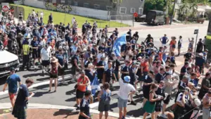 ‘No Scotland, no party’: Tartan Army parties in Florida, marches to Marlins’ stadium in wild scene