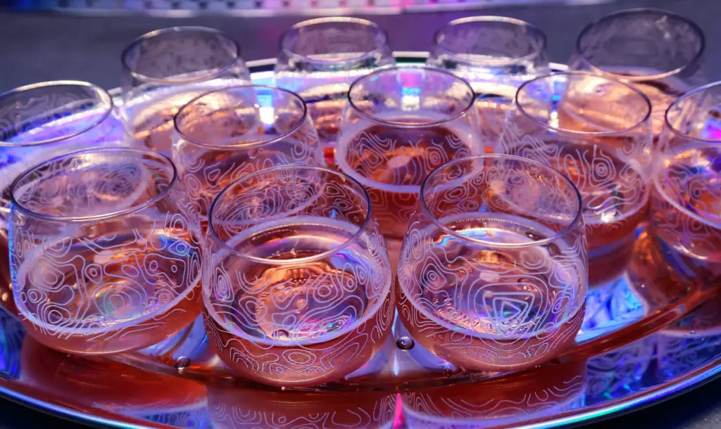 A sparking rosÃ© is served during the preview event at...