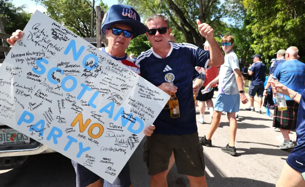 World Cup fans participate in the Scotland Tartan Army march...
