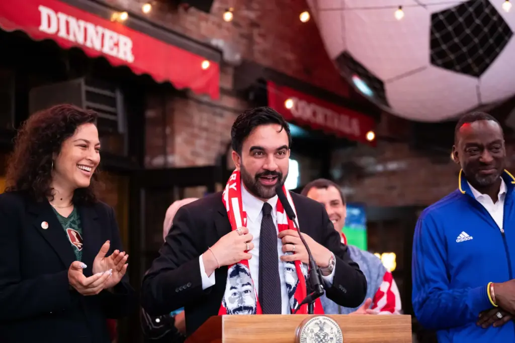 New York Mayor Zohran Mamdani wears a Thierry Henry scarf...