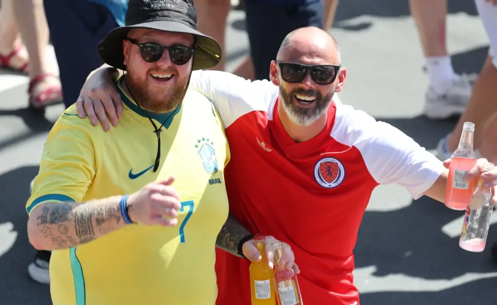 World Cup fans participate in the Scotland Tartan Army march...