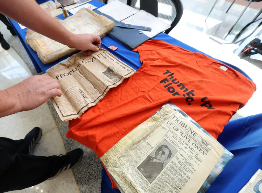 RETRO REVEAL â Some of the memorabilia unveiled during the...