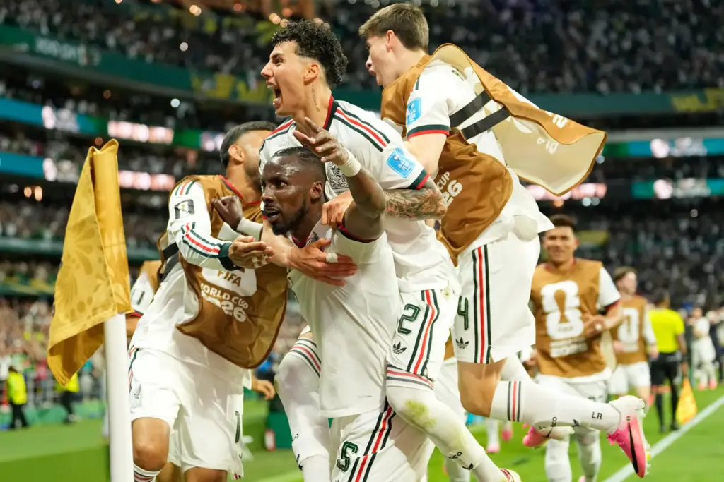Mexico’s Julian Quinones celebrates scoring his side’s second goal against...