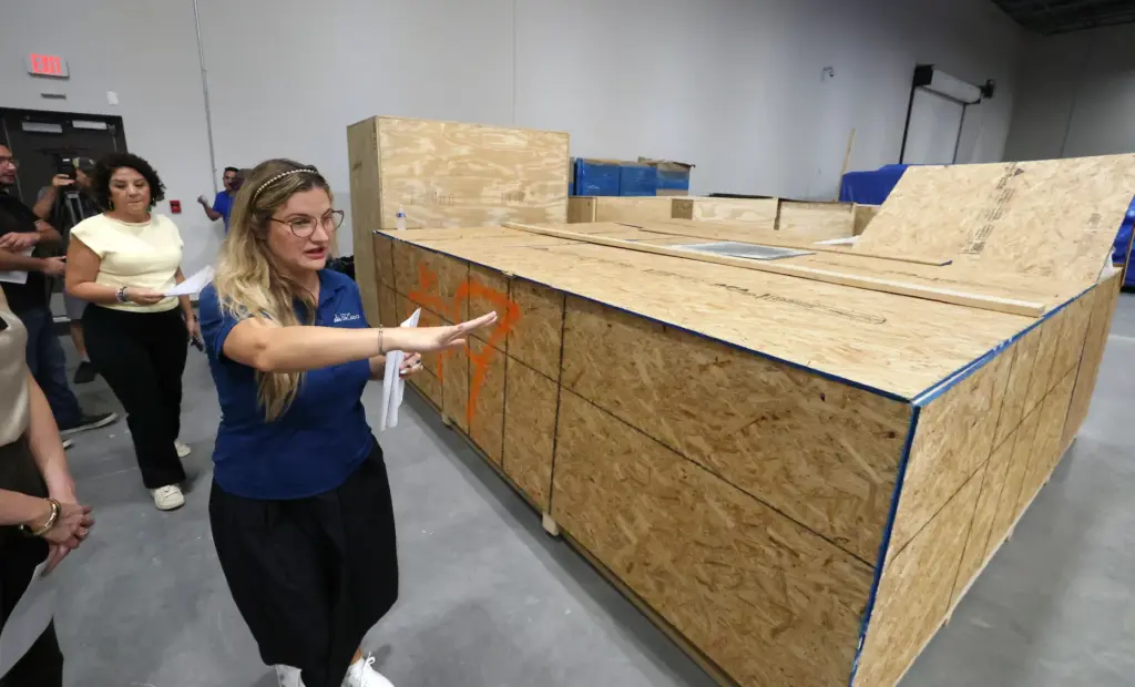 Ashley Papagni, with City of Orlando, leads journalists on a...