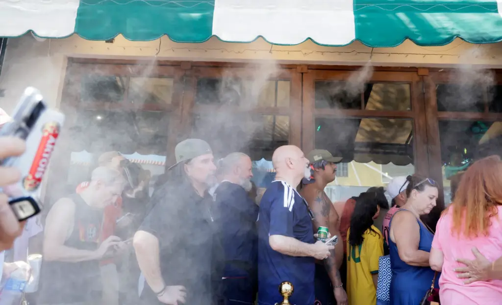 World Cup fans participate in the Scotland Tartan Army march...