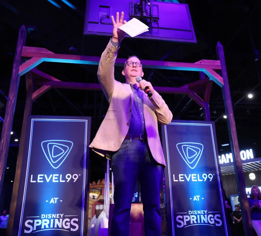Level99 CEO Matt DuPlessie delivers remarks during the ceremonial opening...