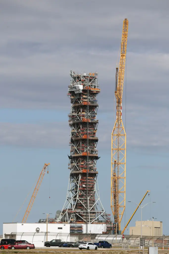 Mobile Launcher-2 under construction at the Kennedy Space Center, on...