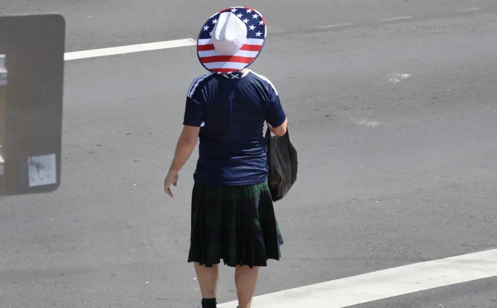 World Cup fans participate in the Scotland Tartan Army march...