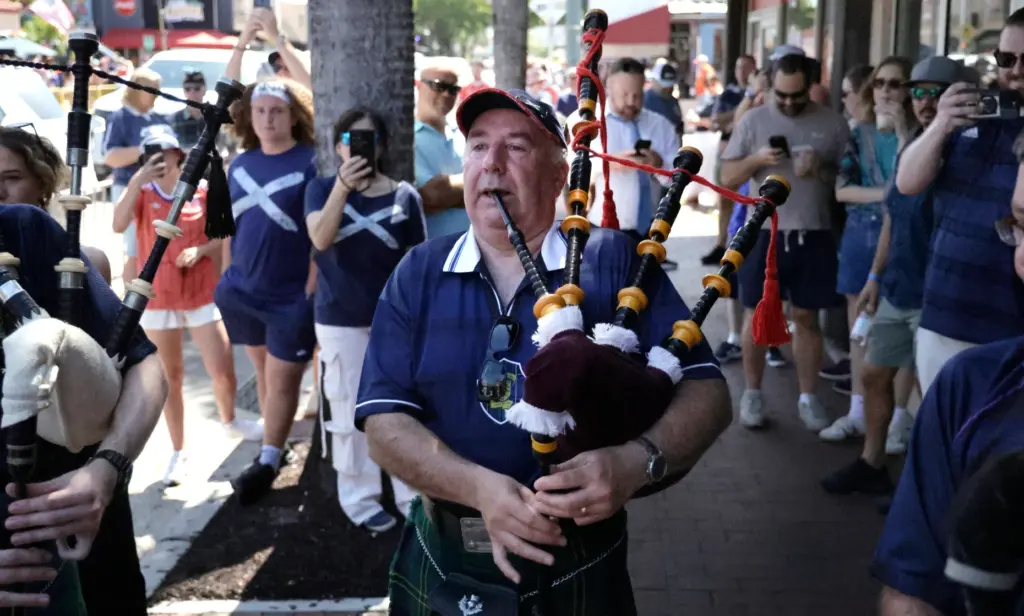 World Cup fans participate in the Scotland Tartan Army march...