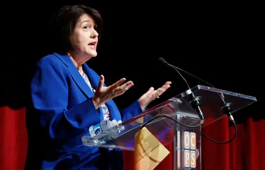 Orange County Public Schools Superintendent Maria Vazquez speaks during the...
