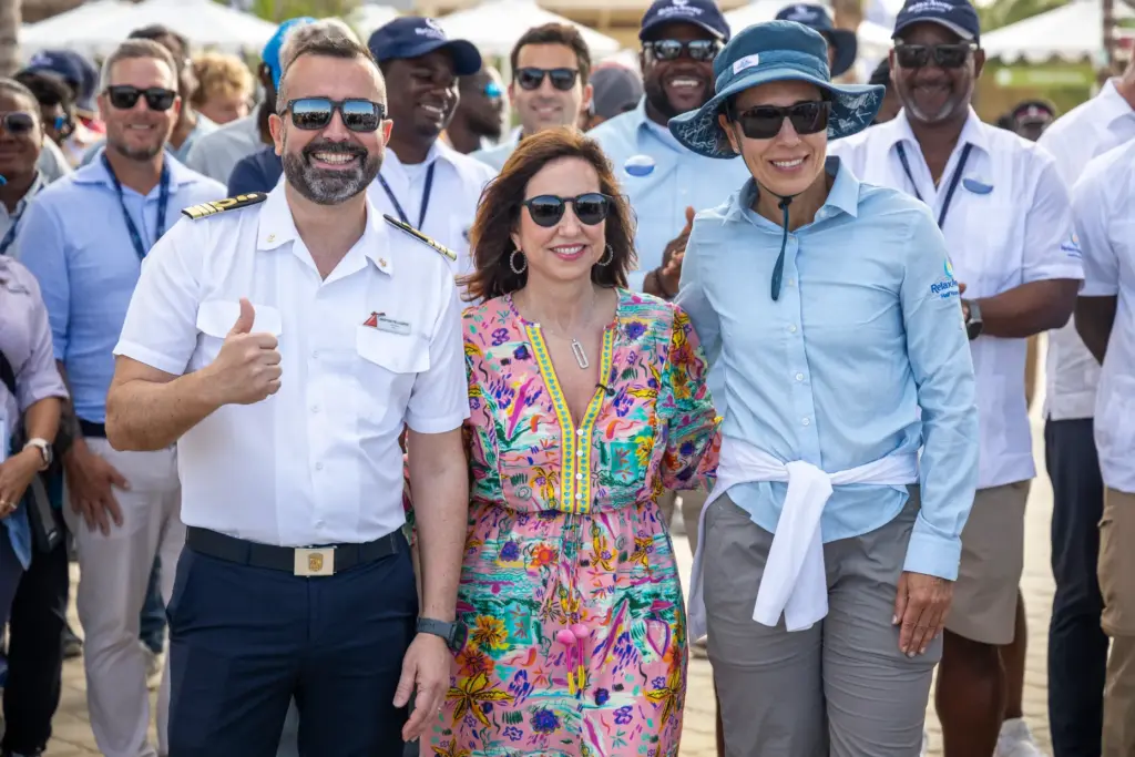 Carnival Sunrise Capt. Martino Pellegrini, Carnival President Christine Duffy and...
