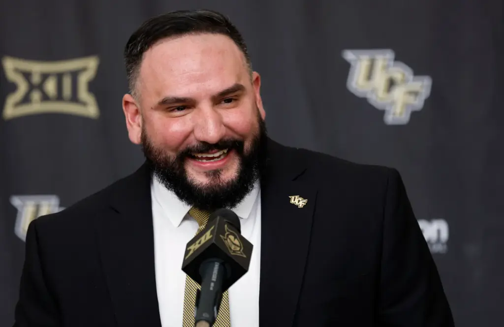 Gabe Lazo speaks during the press conference to introduce him...
