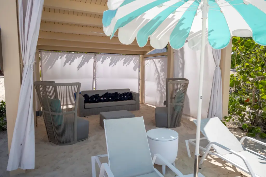 Cabanas are available to rent at RelaxAway, Half Moon Cay,...