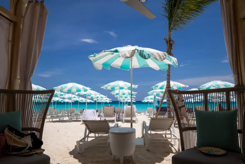 Cabanas are available for rent at RelaxAway, Half Moon Cay,...