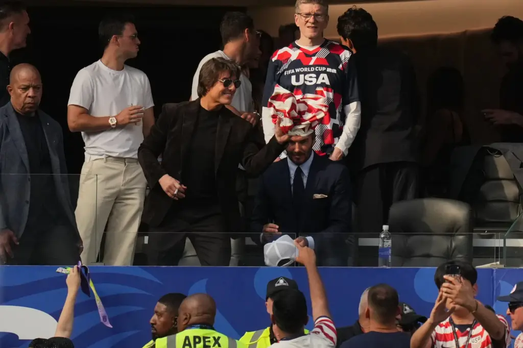 Tom Cruise attends the World Cup Group D soccer match...
