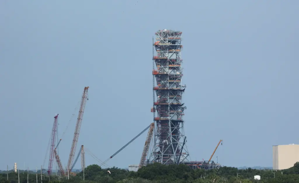 Mobile Launcher 2 under construction, seen from The Gantry at...