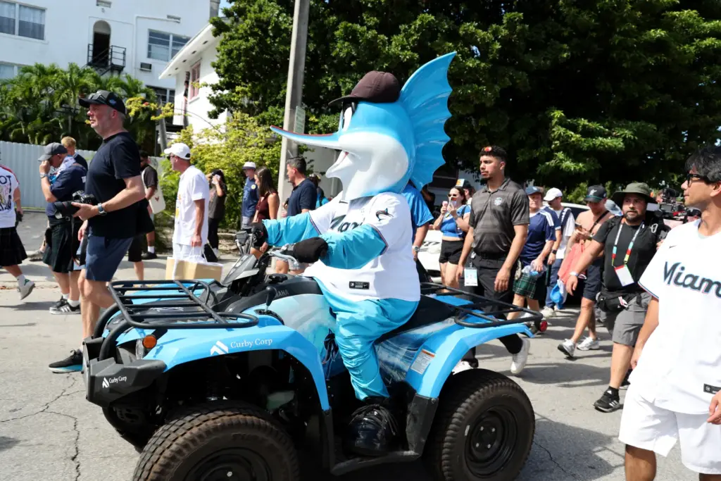 Billy the Marlin leads World Cup fans in the Scotland...